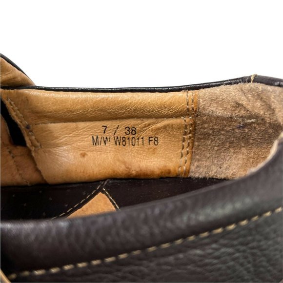 Born Dark Brown Pebbled Leather Slip On Comfort Platform Wedge Heel Clogs 7 / 38 - Picture 11 of 11